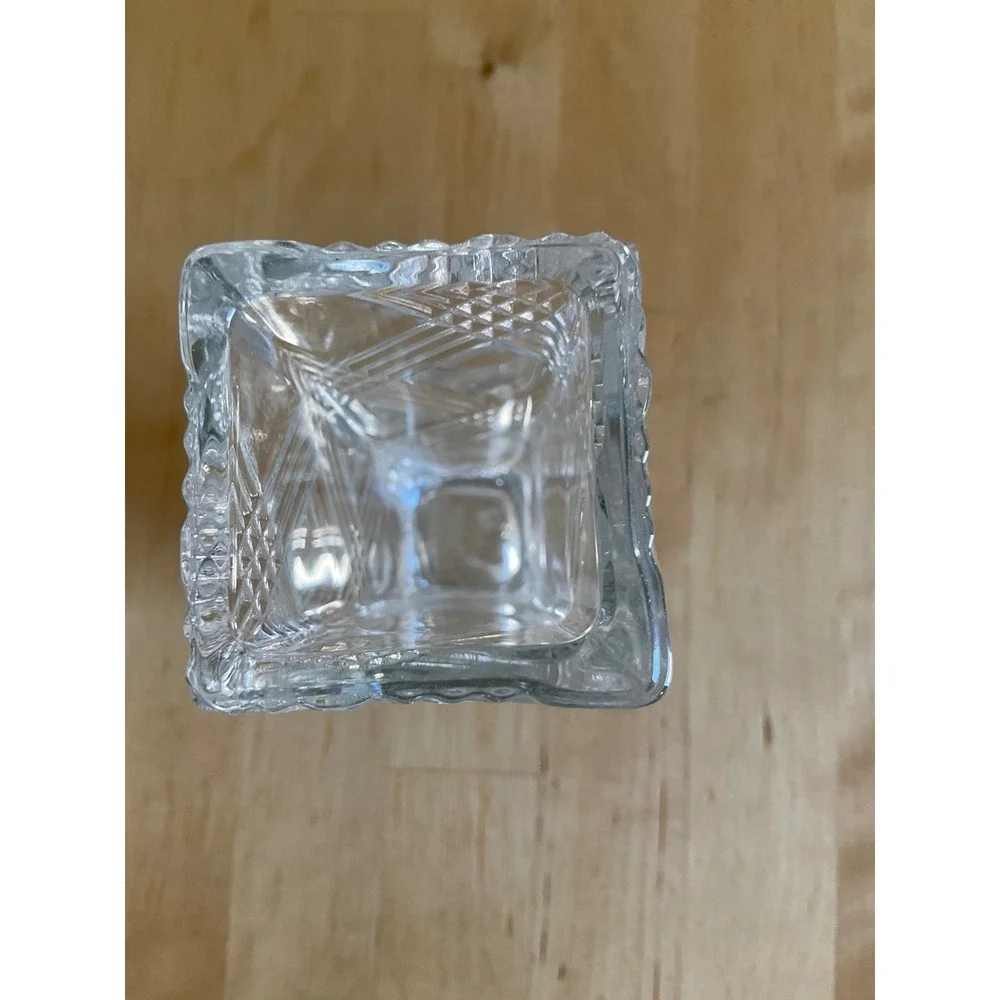 Avon Vintage Crystal Bud Vase Square Column Crisscross Cut Clear Glass 7 Inch